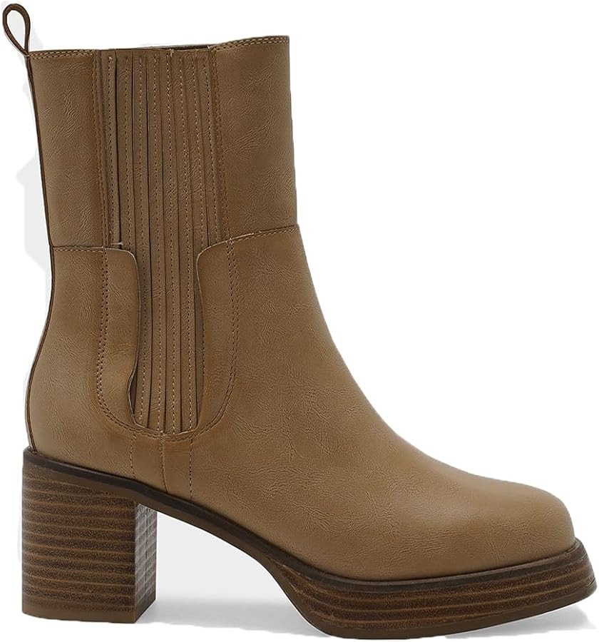 Women's Block Heel Ankle Boots Cowboy Boots Stacked Block Heel Boots Cowgirl Boots Inside Zipper ... | Amazon (US)