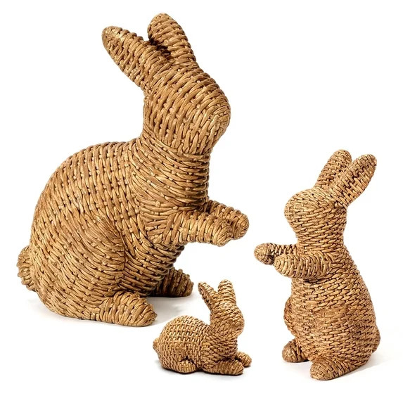 Ayieyill 3 Pcs Easter Rabbit Decor, Easter Rattan Bunny Resin Ornaments for Home Courtyard Tablet... | Walmart (US)