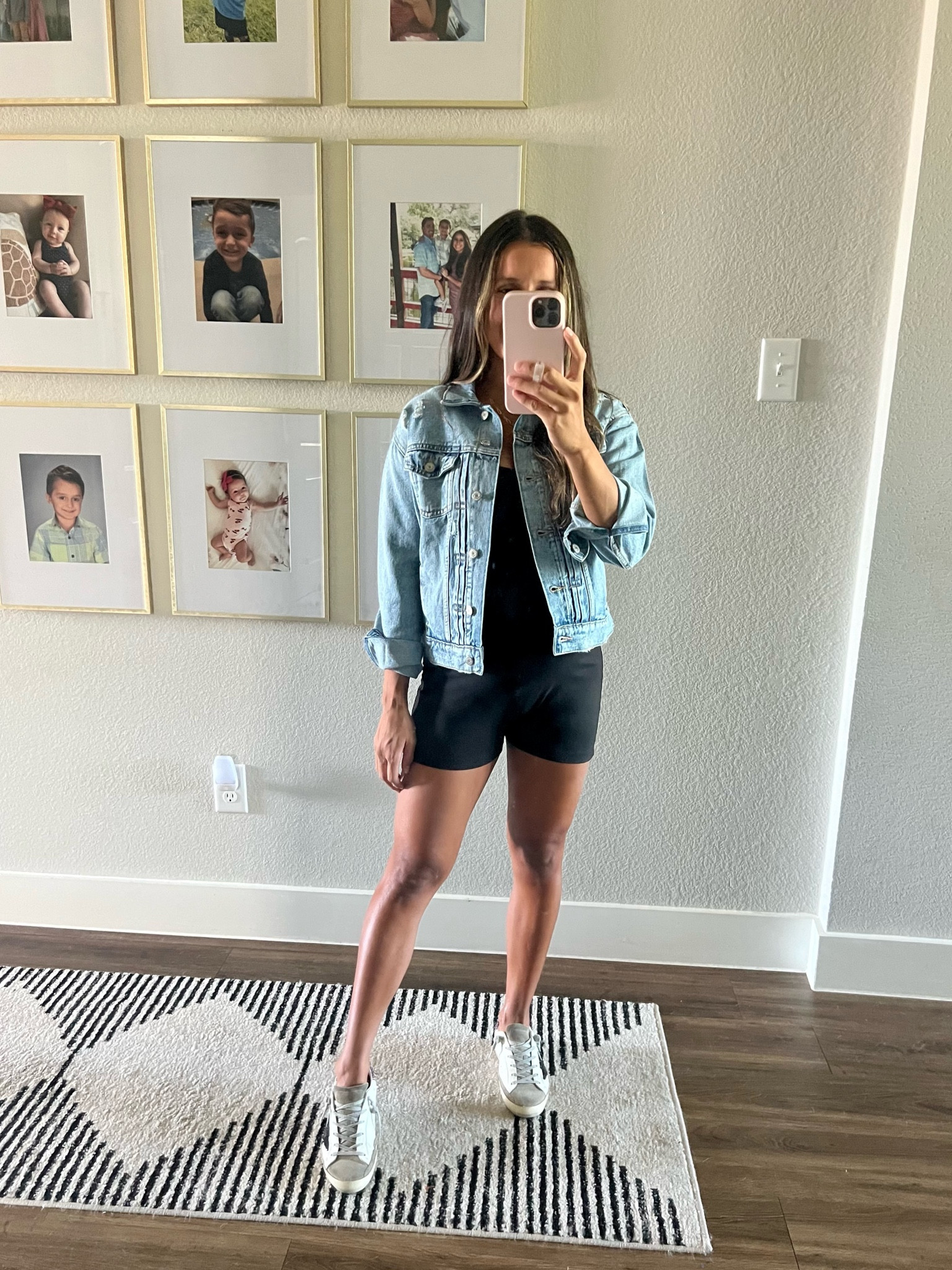 Onesie, maternity onesie, maternity romper, denim jacket, old navy jacket, old navy denim jacket, denim jacket outfit, golden goose sneakers, Amazon fashion, Amazon, bump outfit, maternity outfit, maternity, casual outfit 

#LTKstyletip #LTKbump #LTKSeasonal