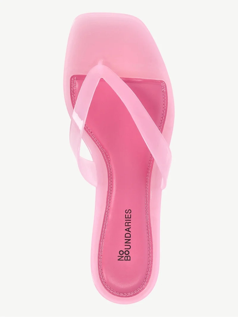 No Boundaries Women's Jelly Flip Flop Kitten Heel Sandals | Walmart (US)