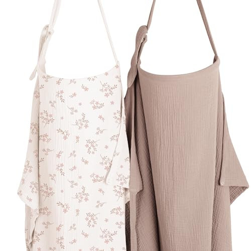 Konssy 2-Pack Muslin Nursing Cover Up for Breastfeeding Mom with Rigid Hoop | Amazon (US)