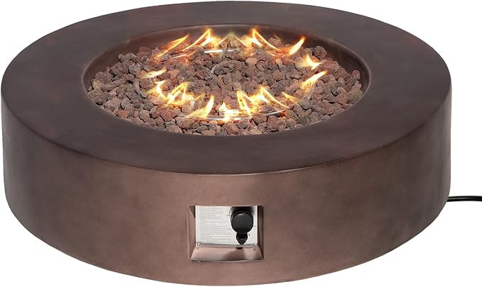 Outdoor Propane Fire Pit Table, 42 inch 50,000 BTU Round Gas Fire Table, Cast Concrete Design w L... | Amazon (US)