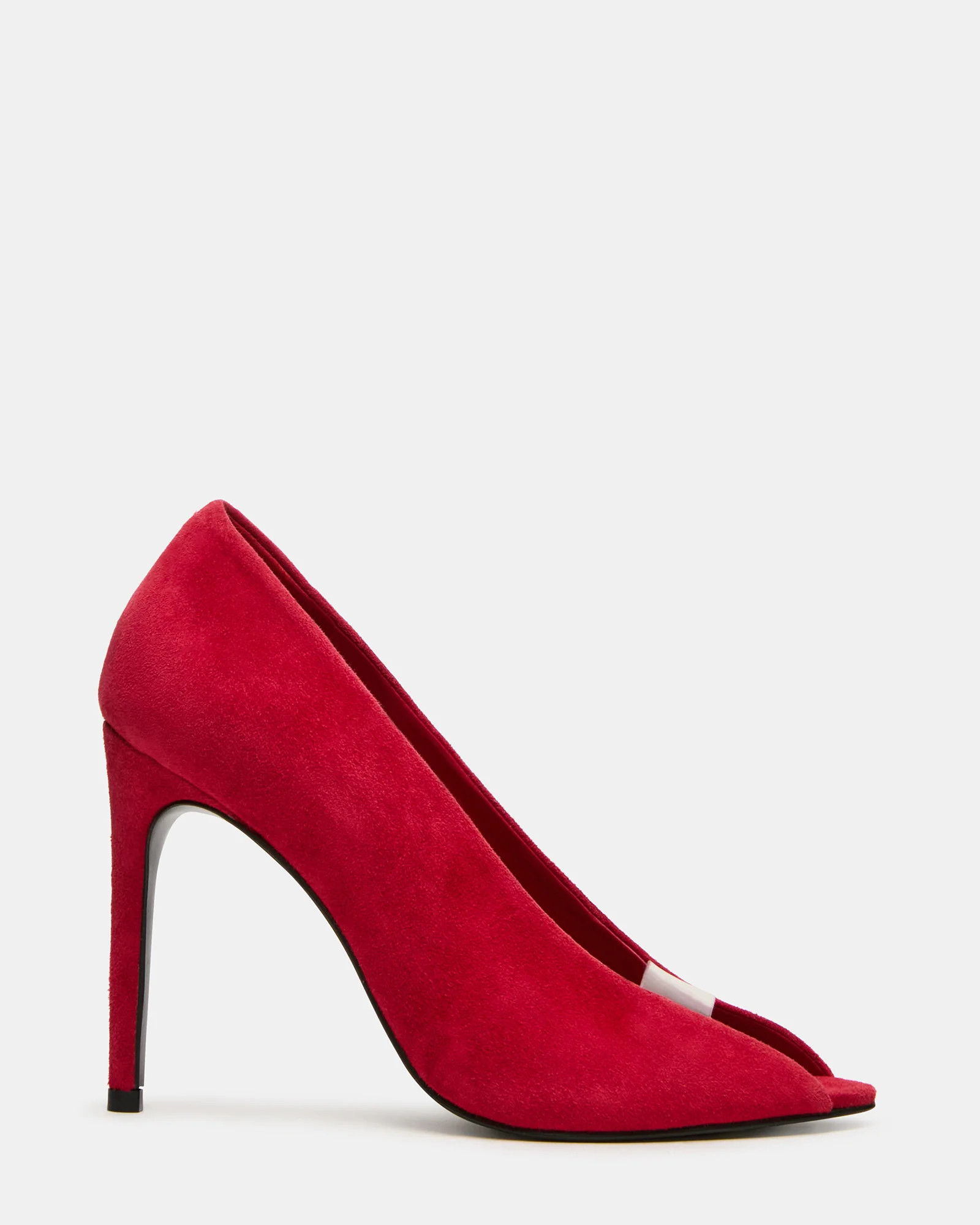 SANTINO Red Suede Open Peep-Toe Stiletto PVC Strap Women's Heel | Steve Madden (US)