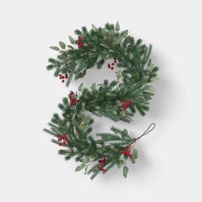 72" Pine Eucalyptus and Berry Christmas Garland - Threshold™ | Target
