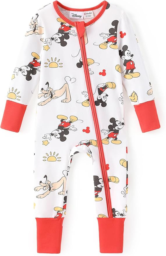 Disney Princess Ariel Belle Moana Mickey Minnie Baby Organic Cotton Footie Zipper Pajamas Newborn... | Amazon (US)