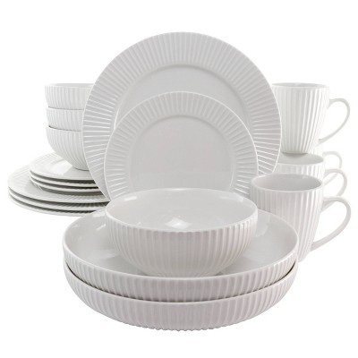 18pc Porcelain Elle Dinnerware Set White - Elama: Stoneware Dish Set, Service for 4, Dishwasher & Microwave Safe | Target