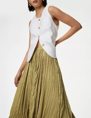 Textured Pleated Midi Skirt | Marks & Spencer (UK)