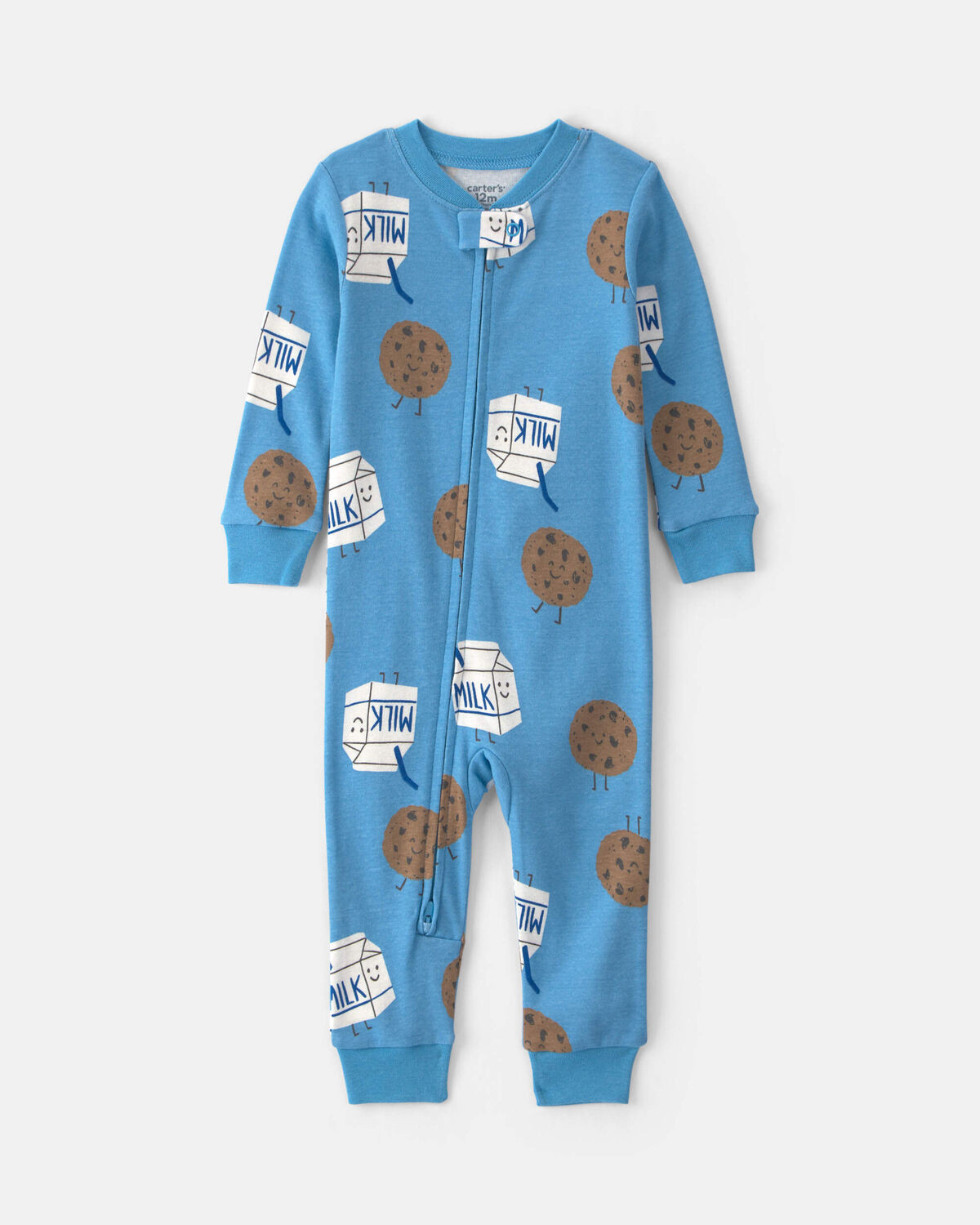 Toddler Boy 1-Piece Milk & Cookies 100% Cotton Snug Fit Pajama - Blue | Carter's Inc