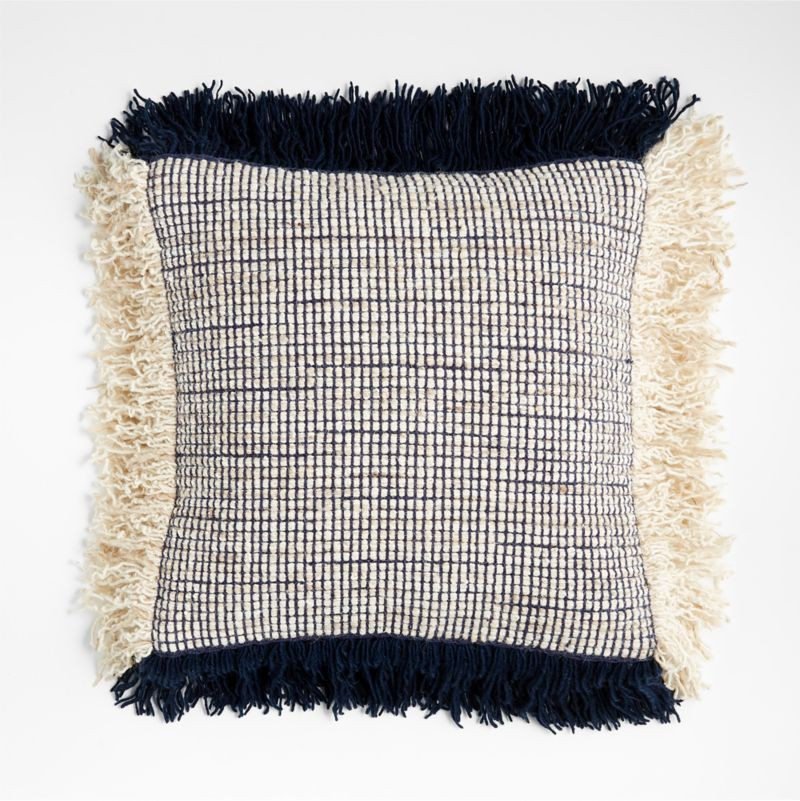 Guthrie 18"x18" Square Navy Fringe Decorative Throw Pillow Cover + Reviews | Crate & Barrel | Crate & Barrel