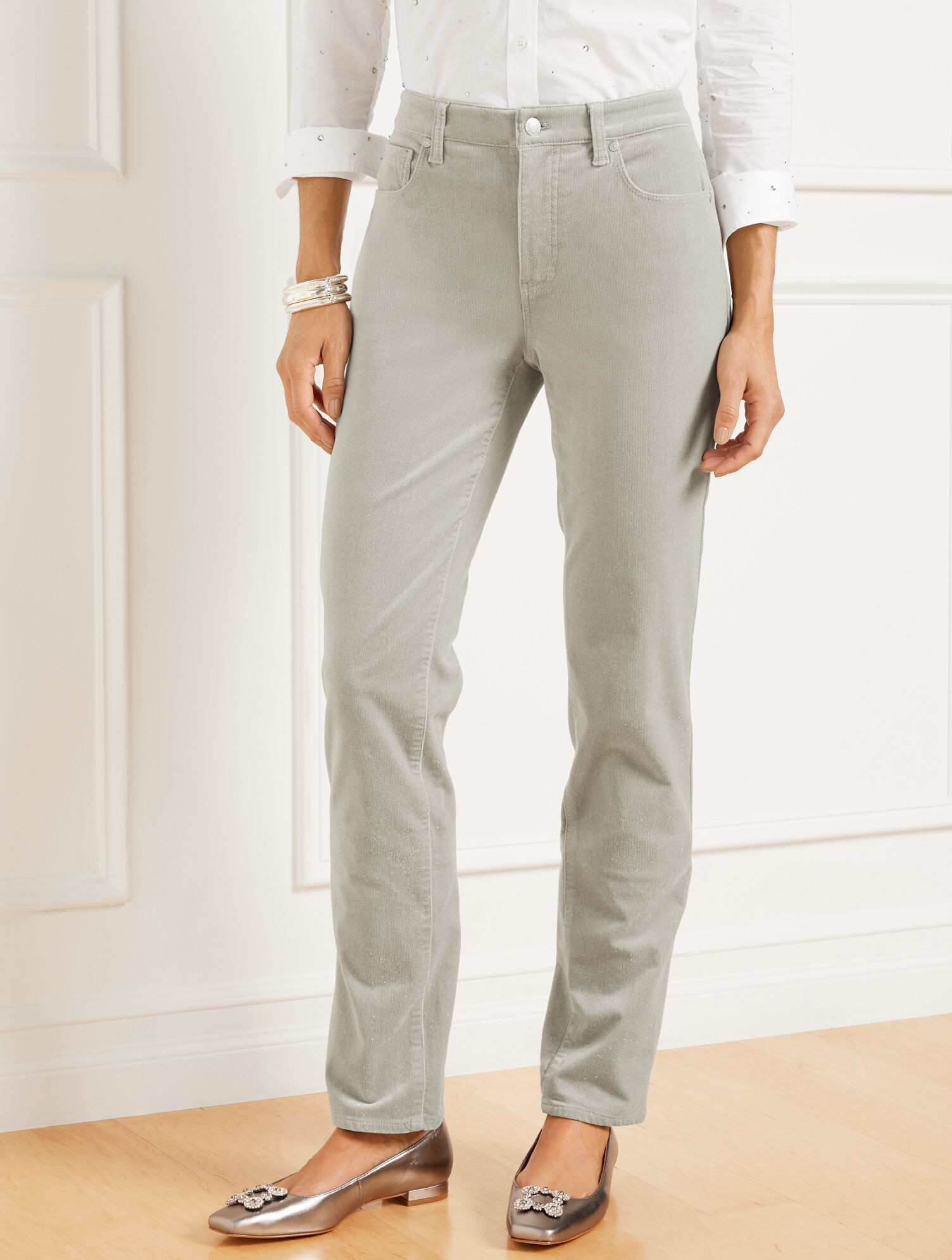 Sparkle Stretch Corduroy Straight Leg Pants | Talbots