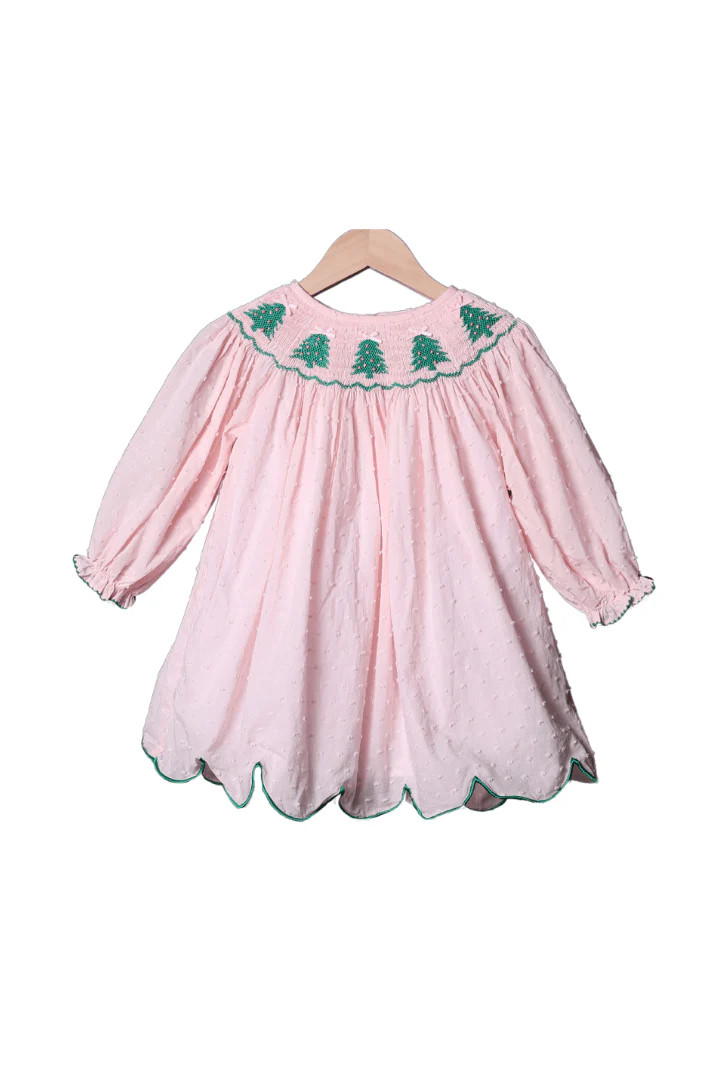 Smocked Tree Pink Swiss Dot Dress | The Smocked Flamingo