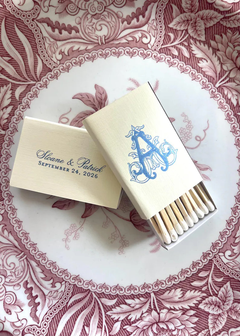 Chic Custom Wedding Matches, Personalized Wedding Favors, Monogram Wedding Decor | Etsy (Global)