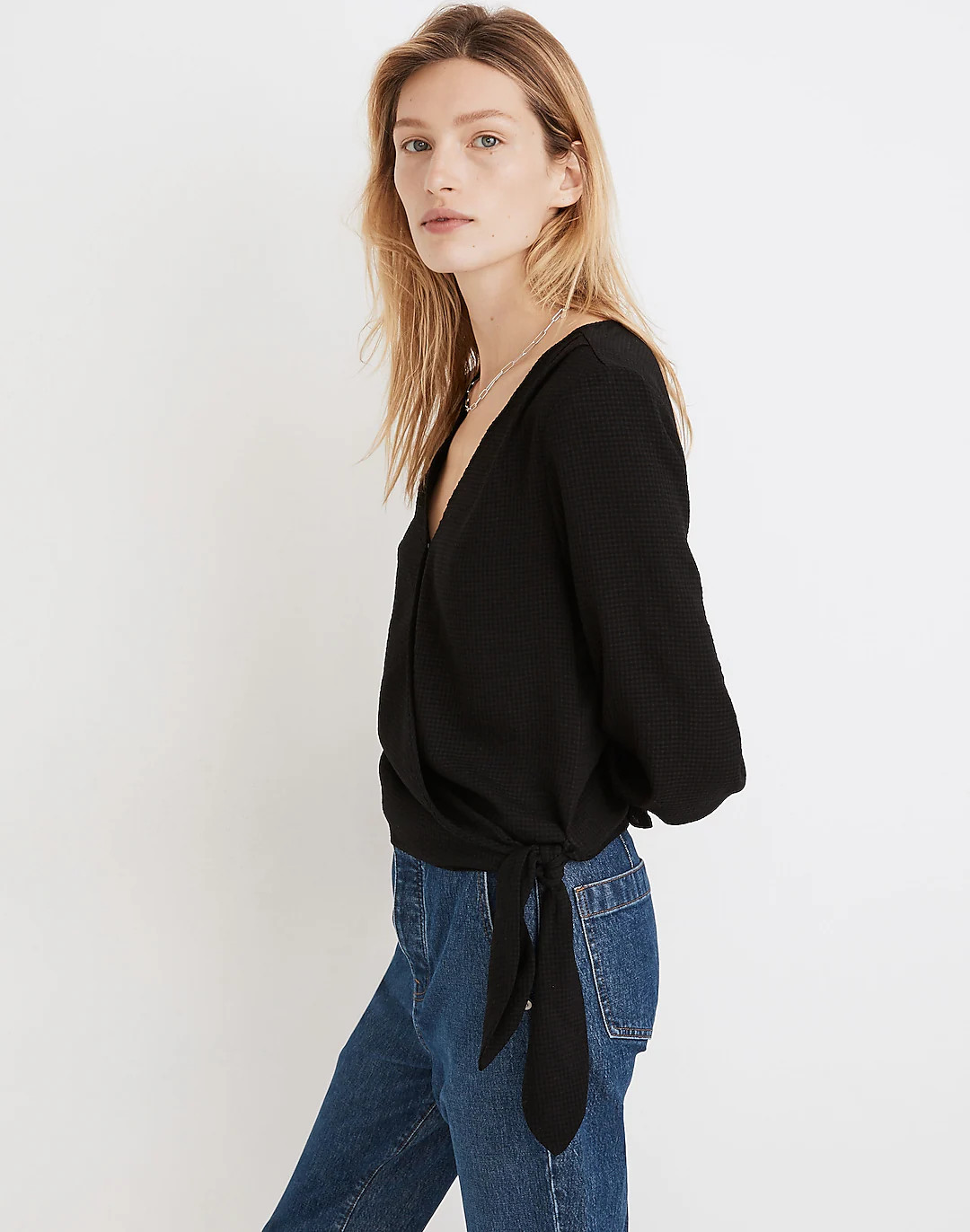Smocked-Sleeve Wrap Top | Madewell