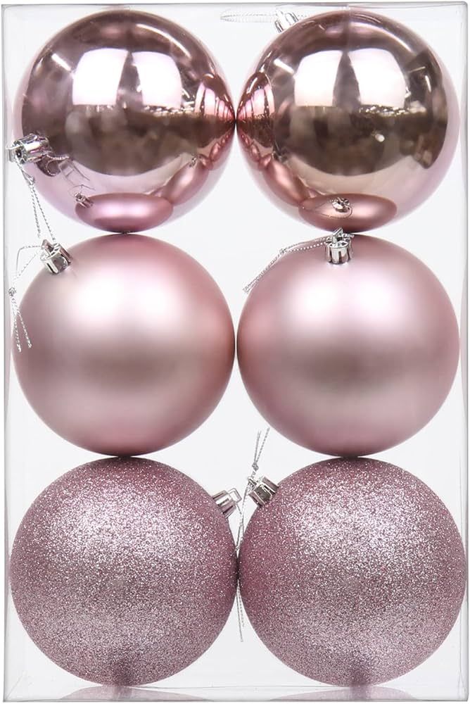 3.94" Large Christmas Balls Shatterproof Pink Christmas Ornaments 6 Pcs Big Christmas Ornaments B... | Amazon (US)