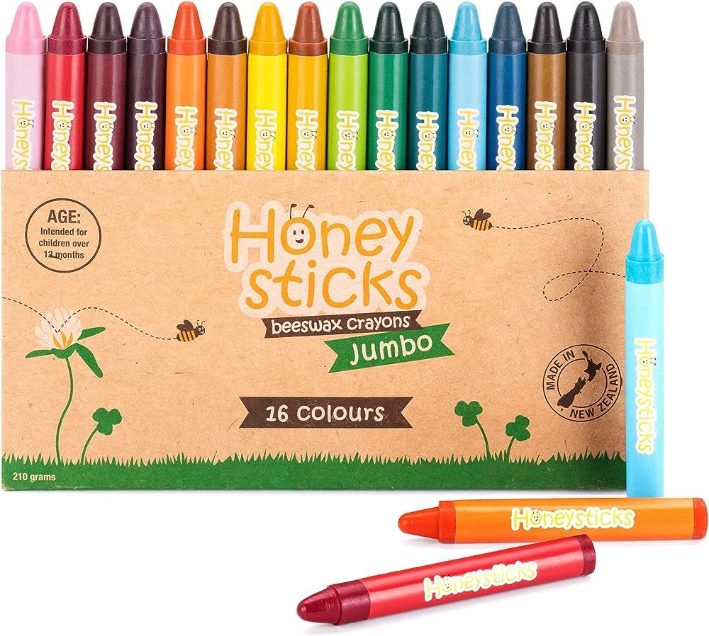 Honeysticks 100% Pure Beeswax Crayons - Jumbo Crayons for Toddlers, Kids - Non Toxic, Food Grade ... | Amazon (US)