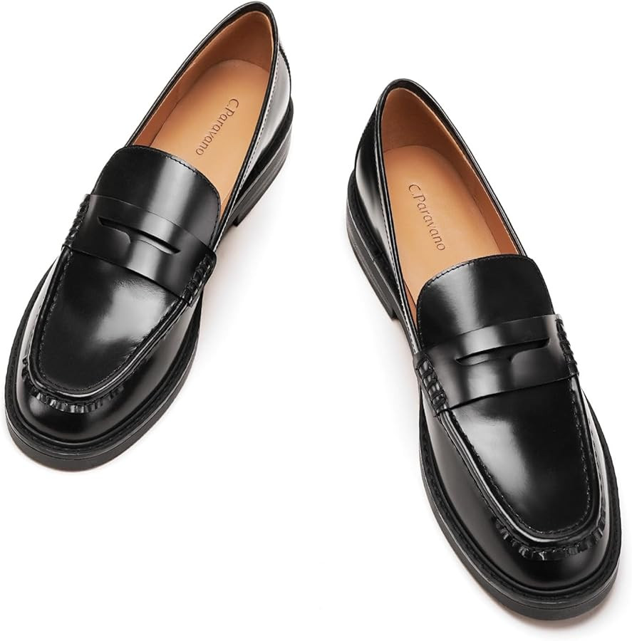 C.Paravano Genuine Leather Penny Loafers | Loafers for Women | Casual Slip On | Walking Flats Cla... | Amazon (US)