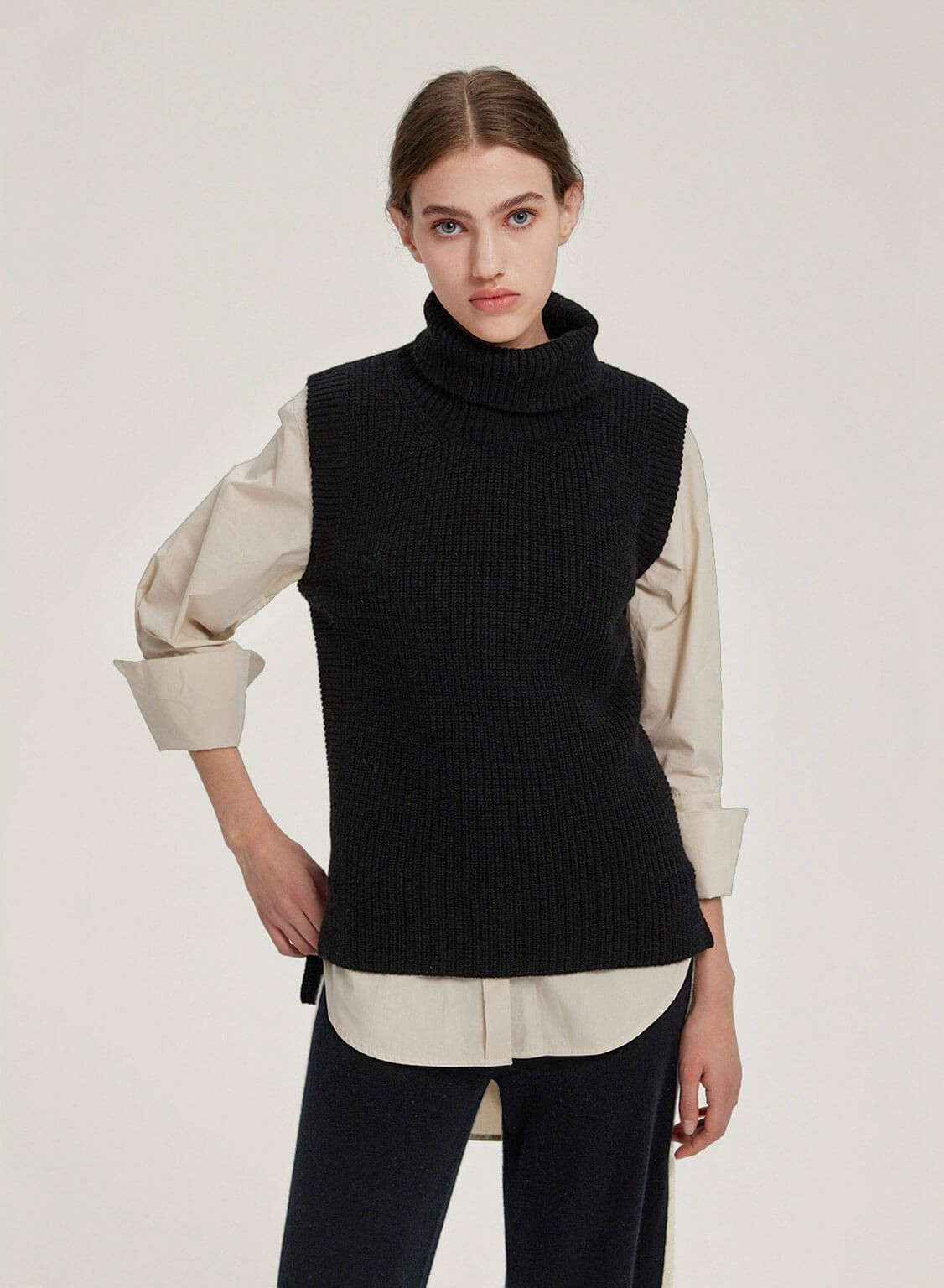 High Neck Knitted Pure Merino Wool Vest | Gentle Herd