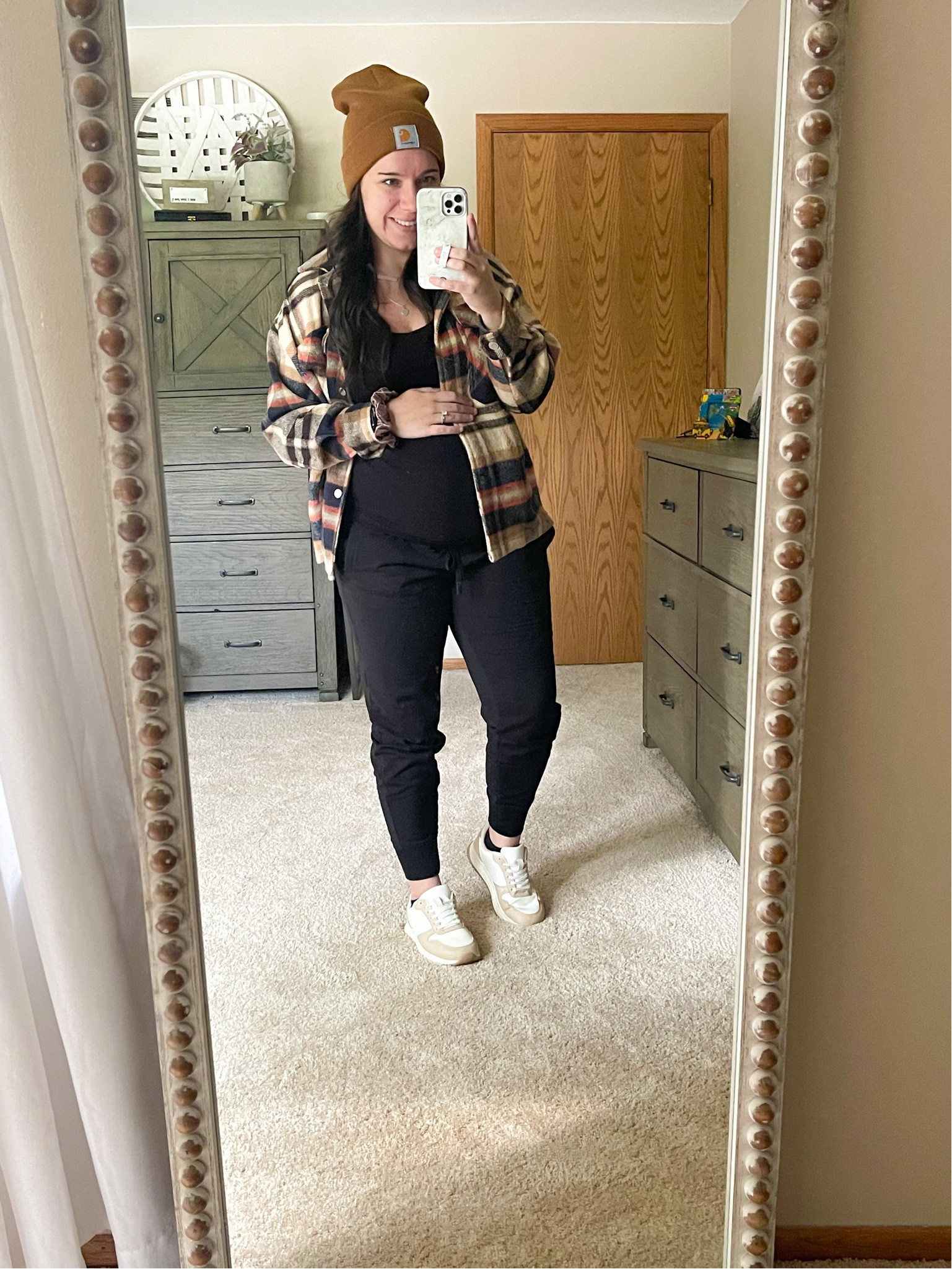 Falll casual bump look. Walmart sneakers. Shacket. Joggers. Carhartt hat.

#LTKbump #LTKSeasonal #LTKstyletip