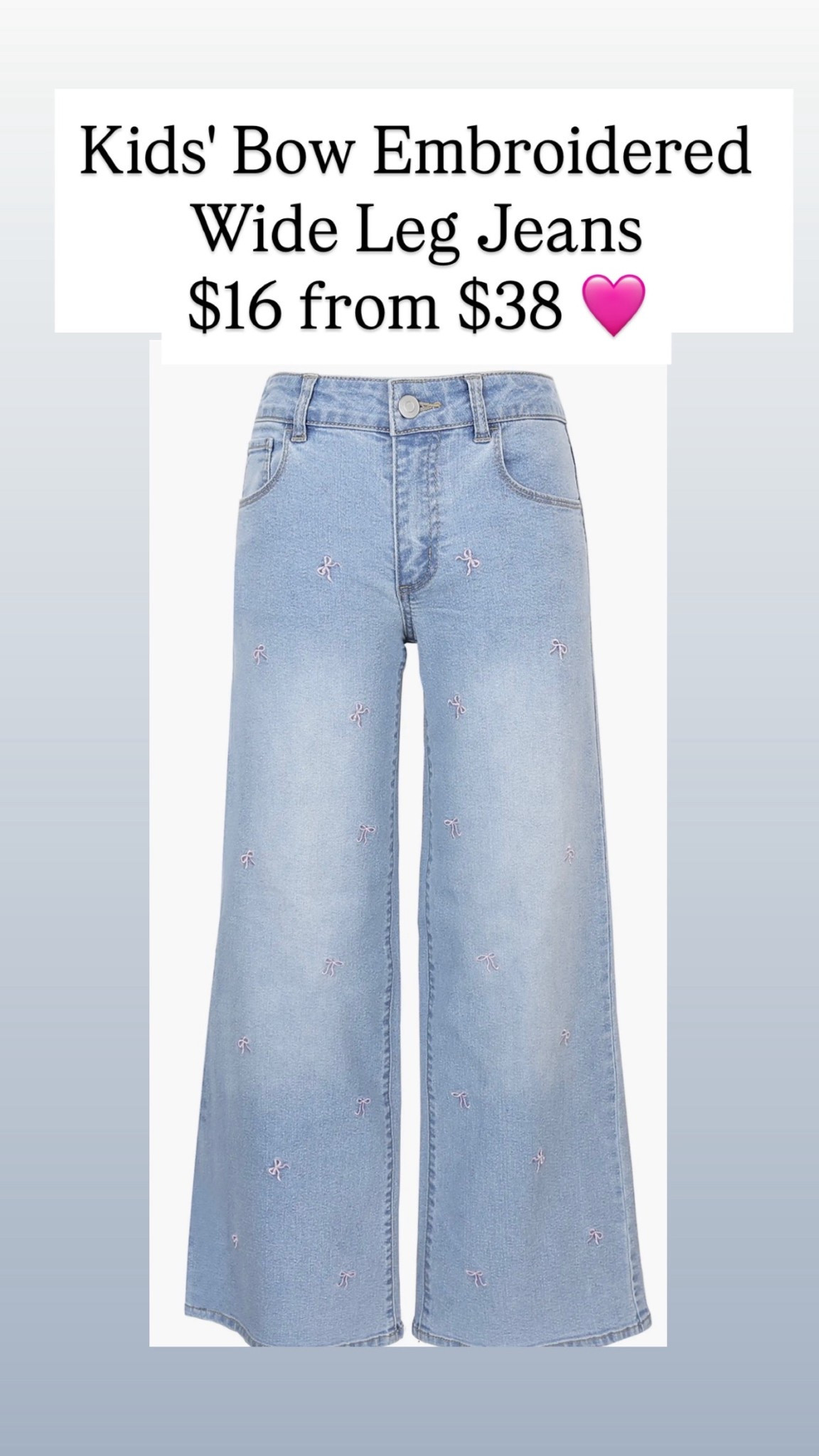 Kids' Bow Embroidered Wide Leg Jeans are $16 from $38!

#LTKootd #LTKKids