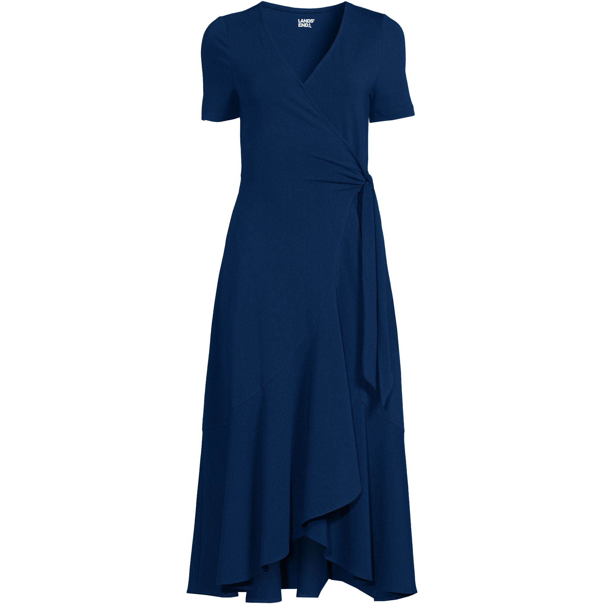 Women's Cotton Modal Vneck Wrap Midi Dress | Lands' End (US)