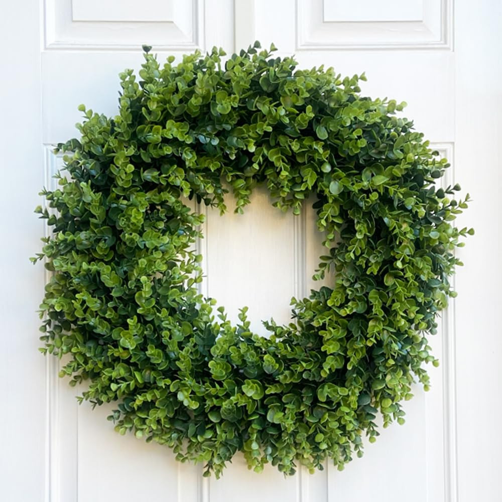 Haute Decor 24 Inch Artificial Boxwood Wreath - Greenery Wreath for Front Door - Full and Thick B... | Amazon (US)