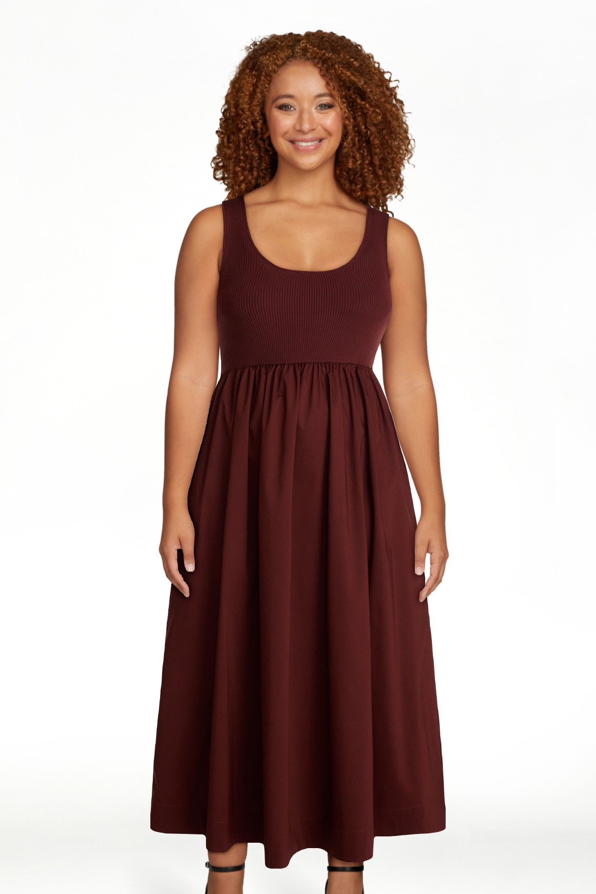 Time and Tru Women's Sleeveless Scoop Neck Midi Dress, Sizes XS-XXXL | Walmart (US)