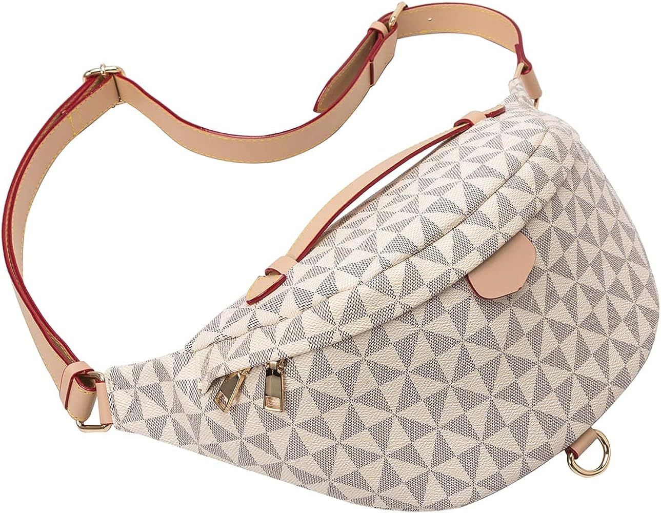 Modische Damen Bauchtasche Crossbody Bag aus hochwertigem, veganem Leder |mit breitem Gurt und Kr... | Amazon (DE)