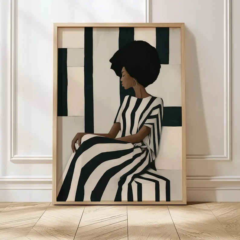 Modern Contemporary Art Black Woman Print Afrocentric Wall Art Feminine Poster for Home Contempor... | Etsy (US)