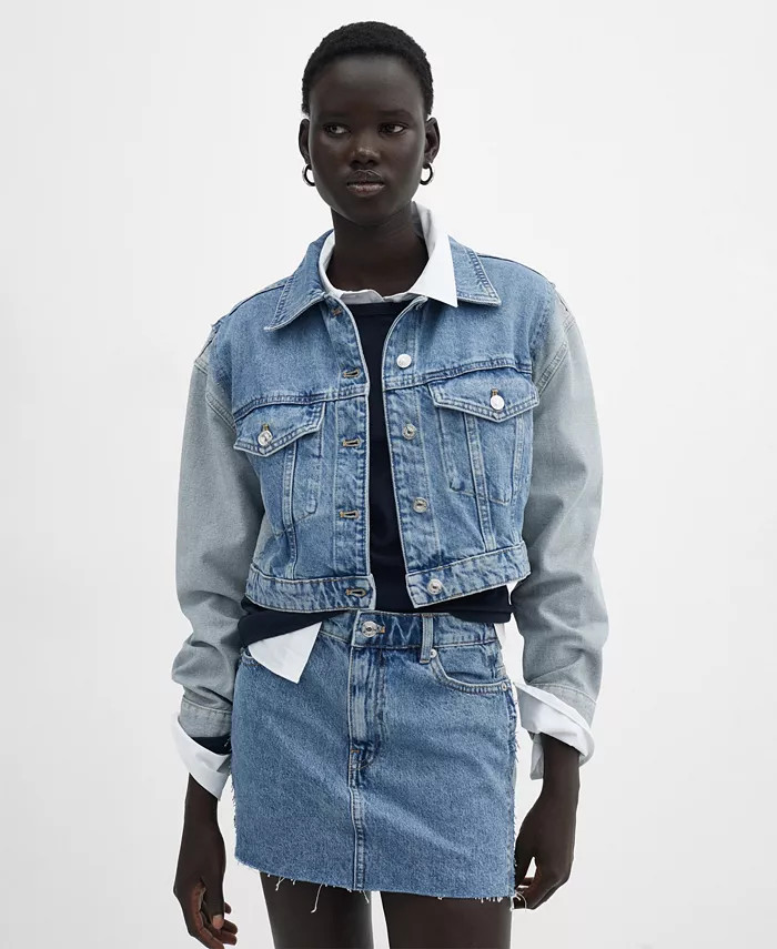 MANGO
          
        
  
      
          Women's Two-Tone Cropped Denim Jacket
      
  



... | Macy's