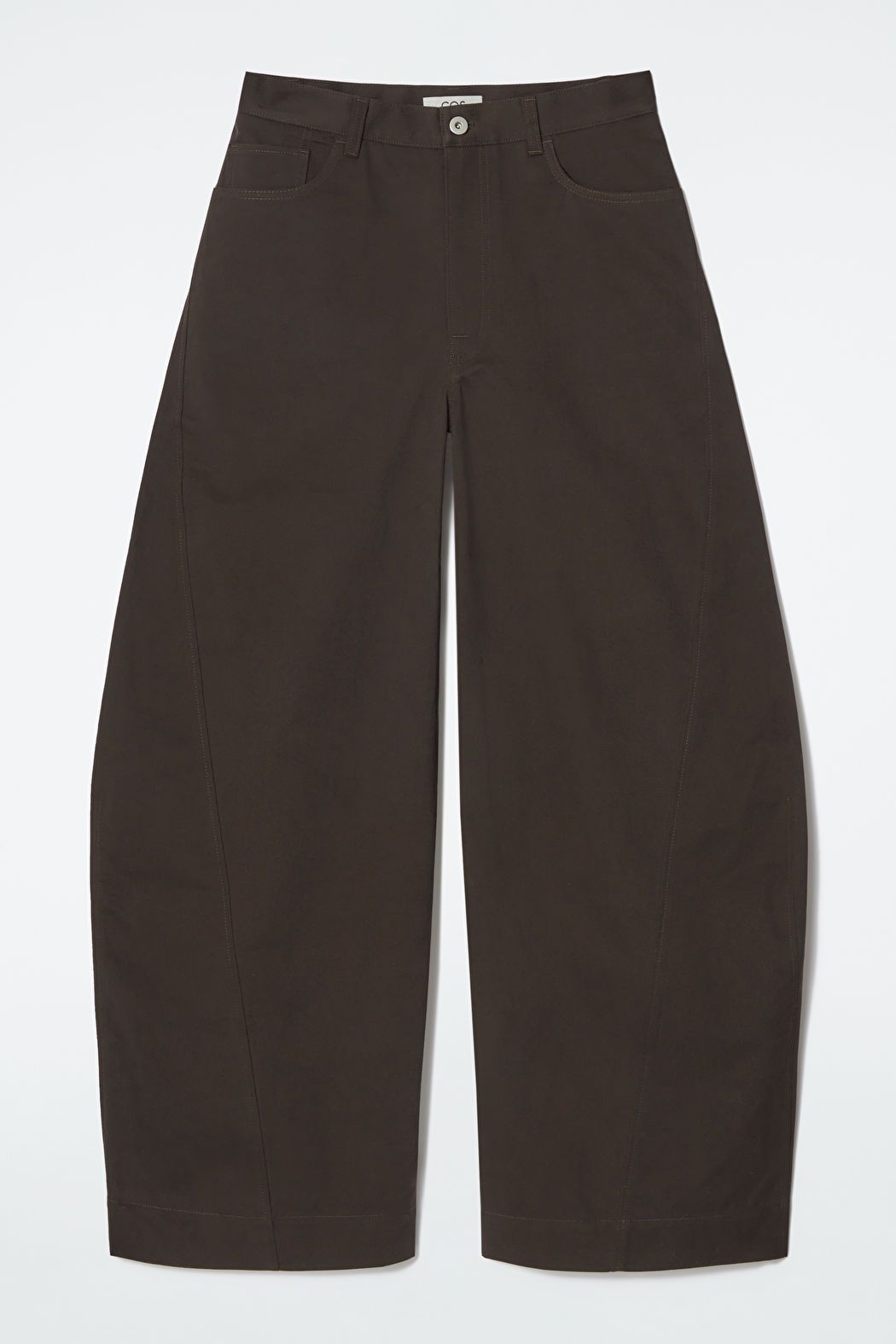 PANTALON BARREL FAÇON DÉCONSTRUIT EN COTON - BRUN FONCÉ - Trousers - COS | COS (EU)