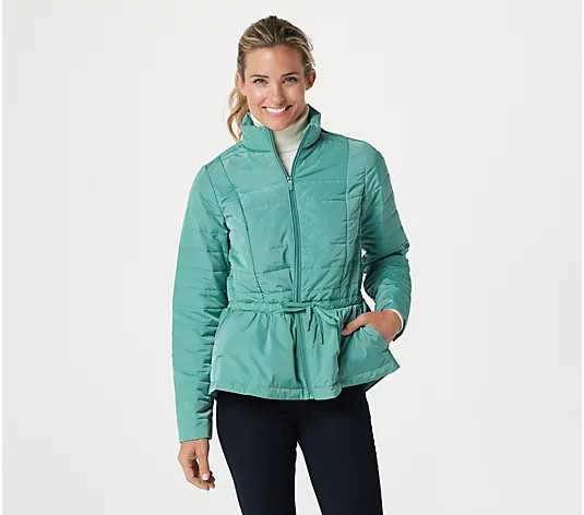 zuda Quilted Peplum Puffer Jacket - QVC.com | QVC