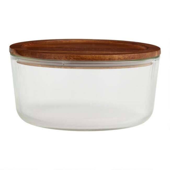 Extra Large Glass Food Storage Container with Wood Lid | World Market