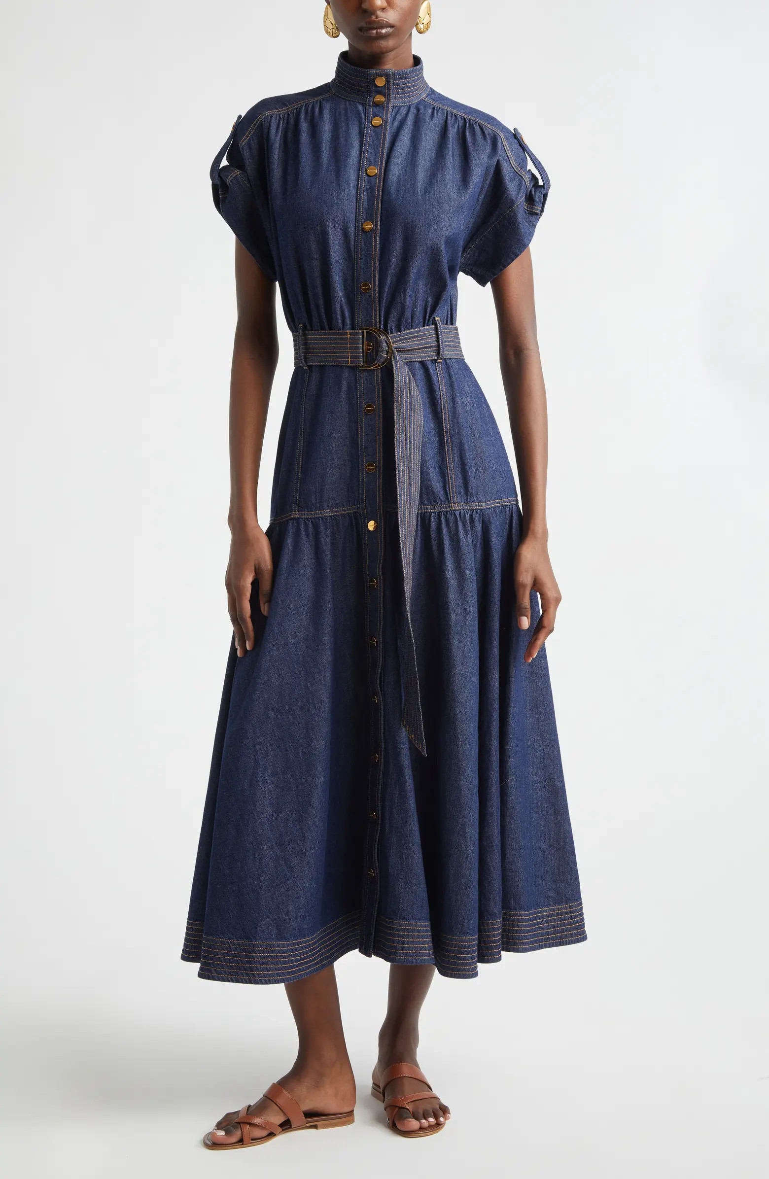 Zimmermann Kindred Spirit Belted Denim Midi Dress | Nordstrom | Nordstrom