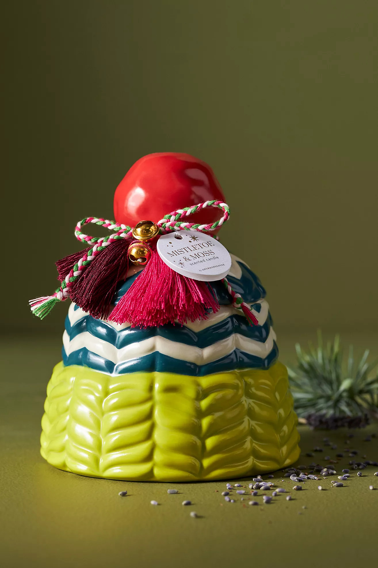 Betty Woody Mistletoe & Moss Ceramic Snow Hat Candle | Anthropologie (US)