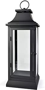 Serene Spaces Living 20" Tall Black Hurricane Lanterns with Clear Glass Panels, Perfect for Home ... | Amazon (US)