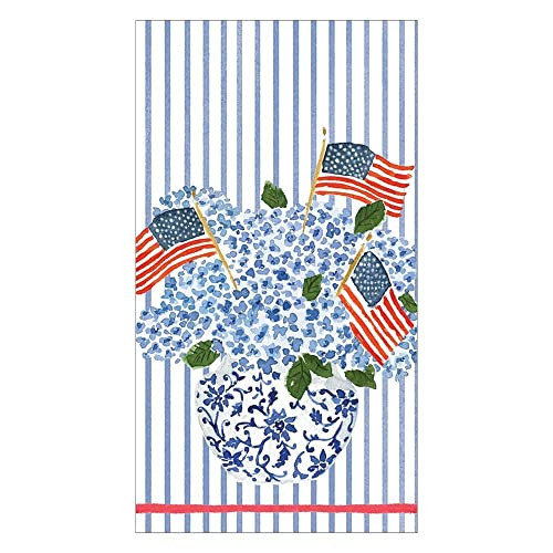 Caspari Flags and Hydrangeas Paper Guest Towel Napkins, Two Packs of 15 | Amazon (US)