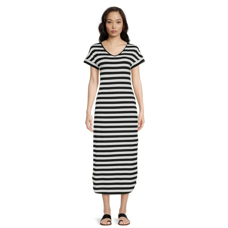 Time and Tru Women's Maxi Dress with Short Sleeves, Sizes XS -XXXL | Walmart (US)