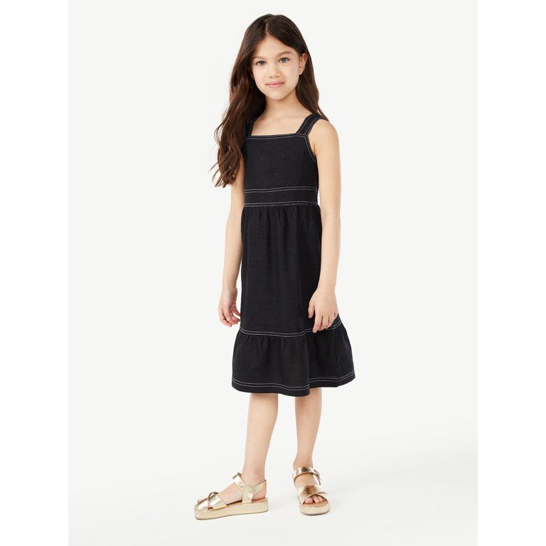 Scoop Girls Mommy & Me Contrast Stitch Midi Dress, Sizes 4-12 - Walmart.com | Walmart (US)