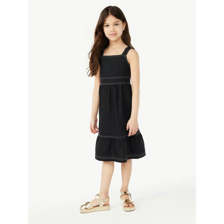 Scoop Girls Mommy & Me Contrast Stitch Midi Dress, Sizes 4-12 | Walmart (US)