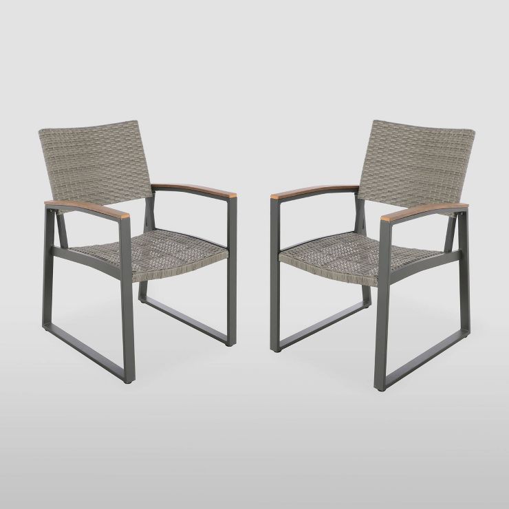 Glasgow 2Pk Wicker Dining Chairs - Gray - Christopher Knight Home | Target