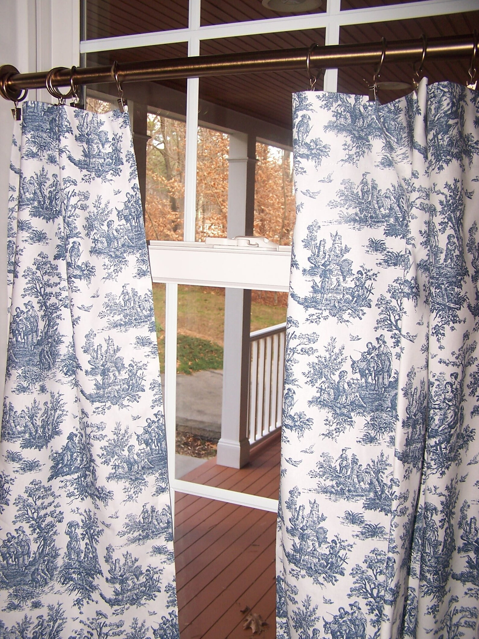 Blue Toile Curtains Cafe  Tiers Kitchen Bathroom - Etsy | Etsy (US)