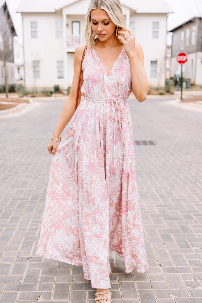 Received Beauty Light Pink Floral Maxi Dress | The Mint Julep Boutique