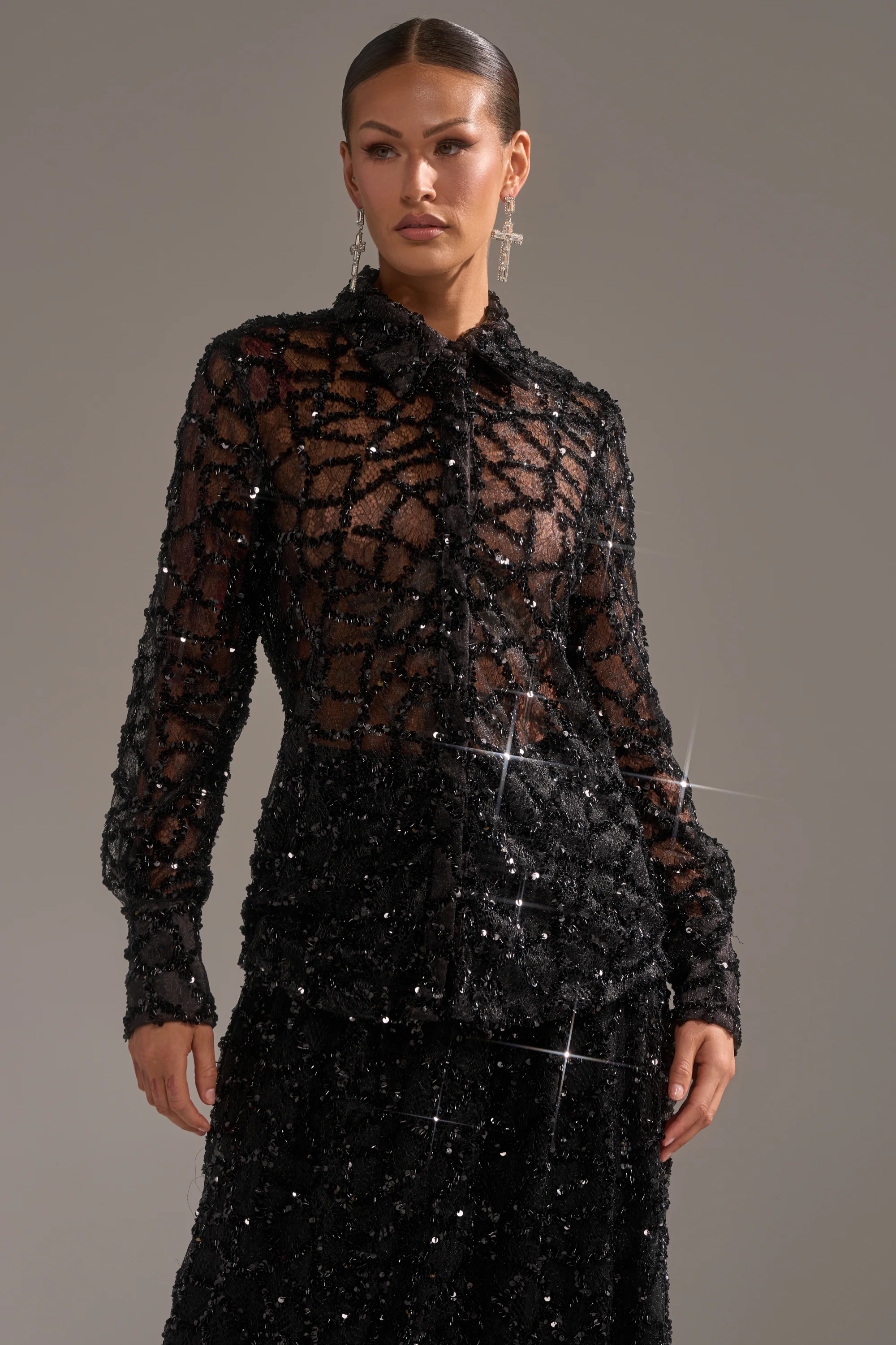 ROXY SEQUIN BUTTON DOWN | AKIRA