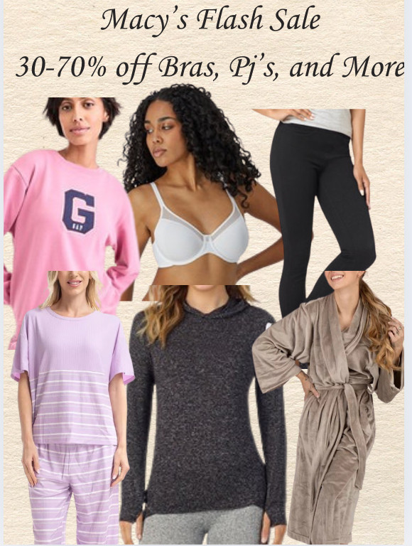 Macy's Flash Sale features 30-70% off bras, panties, pajamas, and more. Don't miss on this chance to stock up on cozy essentials!  

 #LTKOver40 #LTKSaleAlert #LTKFindsUnder100