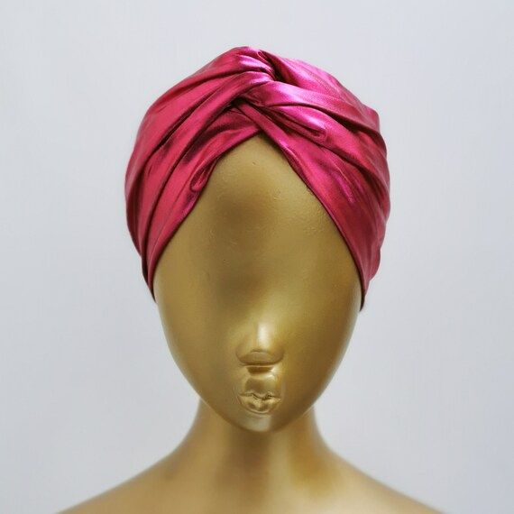Hot pink shiny metallic turban twist knot headband | Etsy | Etsy (US)