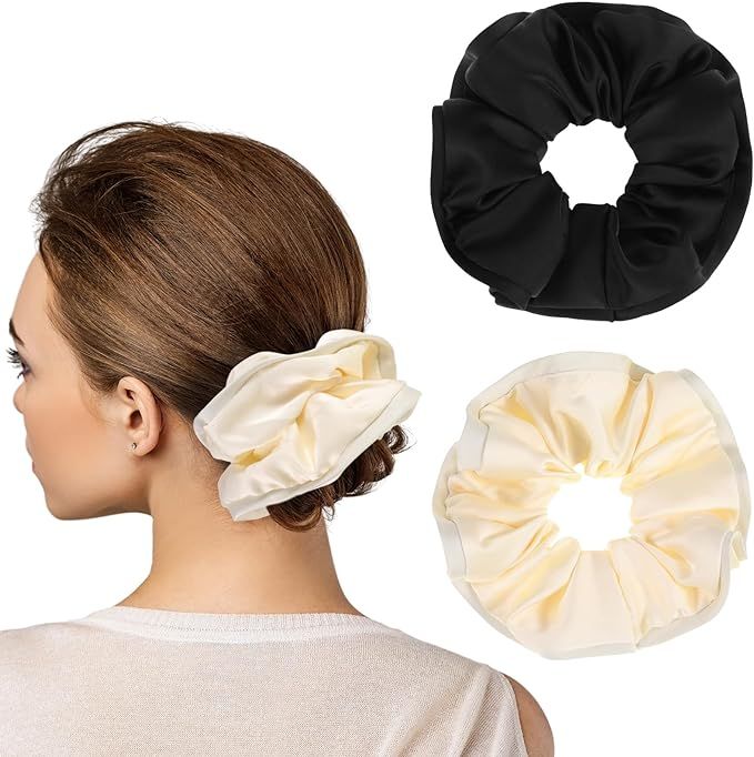 Radsocken 2PCS Silk Hair Scrunchies Women Silk Hair Scrunchies for Frizz Prevention, Elastic Curl... | Amazon (UK)