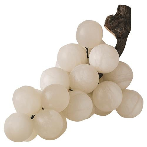 Global Views Bella Grapes Modern White Marble Alabaster Grapes Sculpture - Large | Kathy Kuo Home