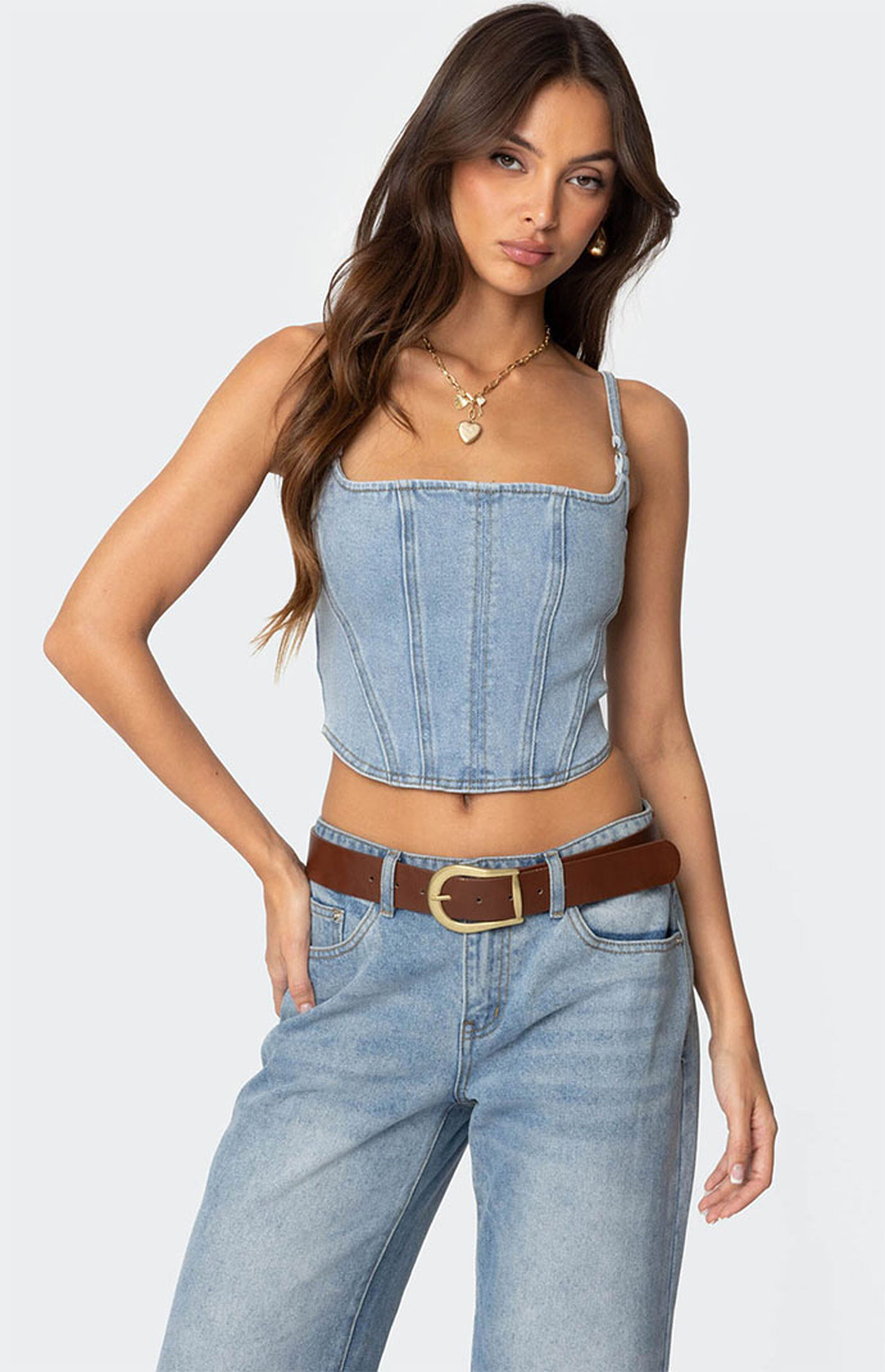 Edikted Tennessee Denim Corset | PacSun