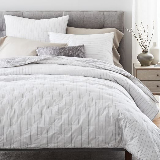 Organic Washed Cotton Percale Reversible Quilt & Shams - Slate | West Elm (US)