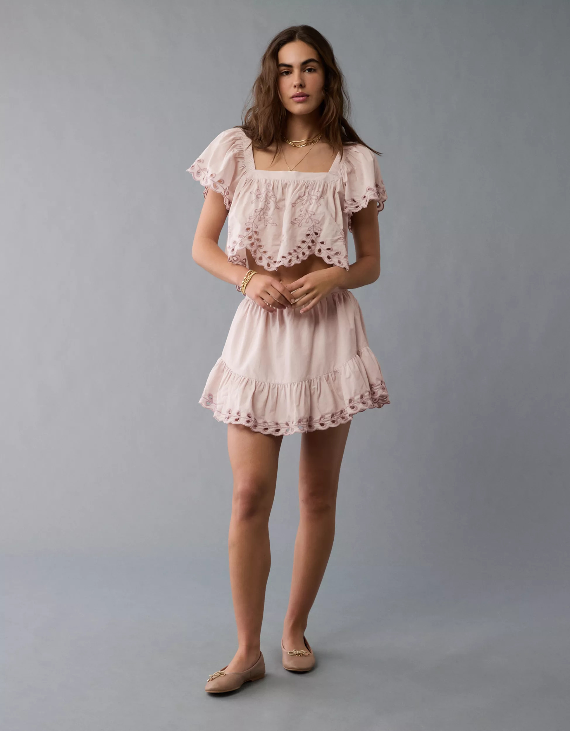 AE Tie Back Eyelet Crop Top | American Eagle Outfitters (US & CA)